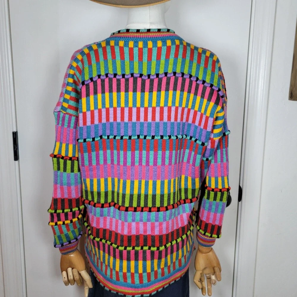 Christine Foley Vintage Retro Colorful Cardigan Small Cottagecore Boho Artsy - Picture 6 of 10